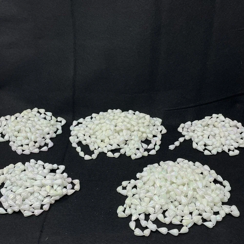 Vintage Teardrop Shape Plastic Iridescent Bead‎ Garland Christmas Decor 728 inch